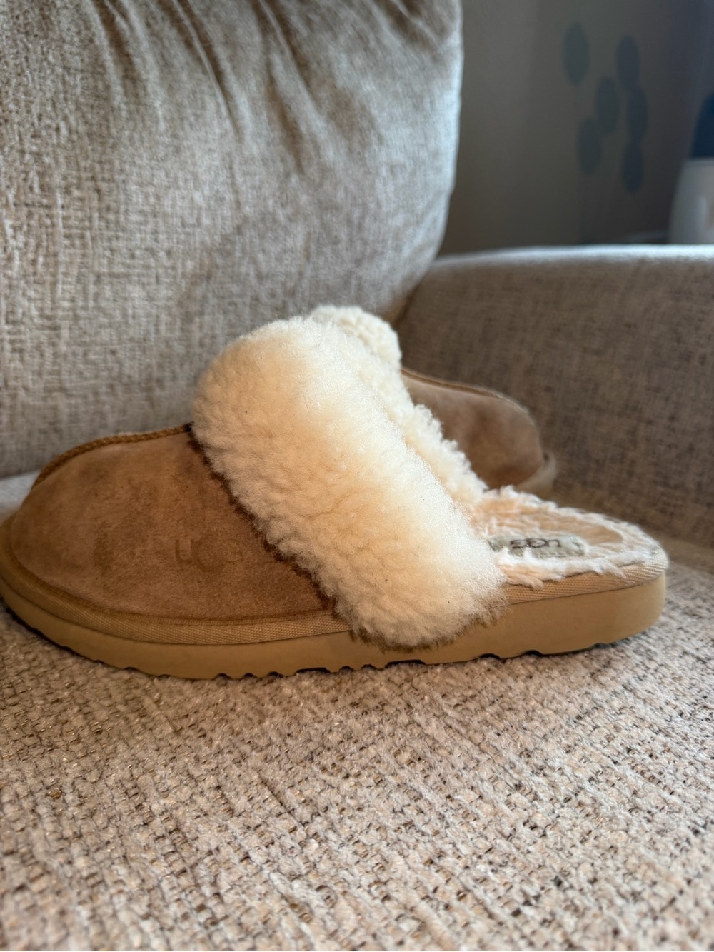 UGG Chestnut Suede Shearling Slide